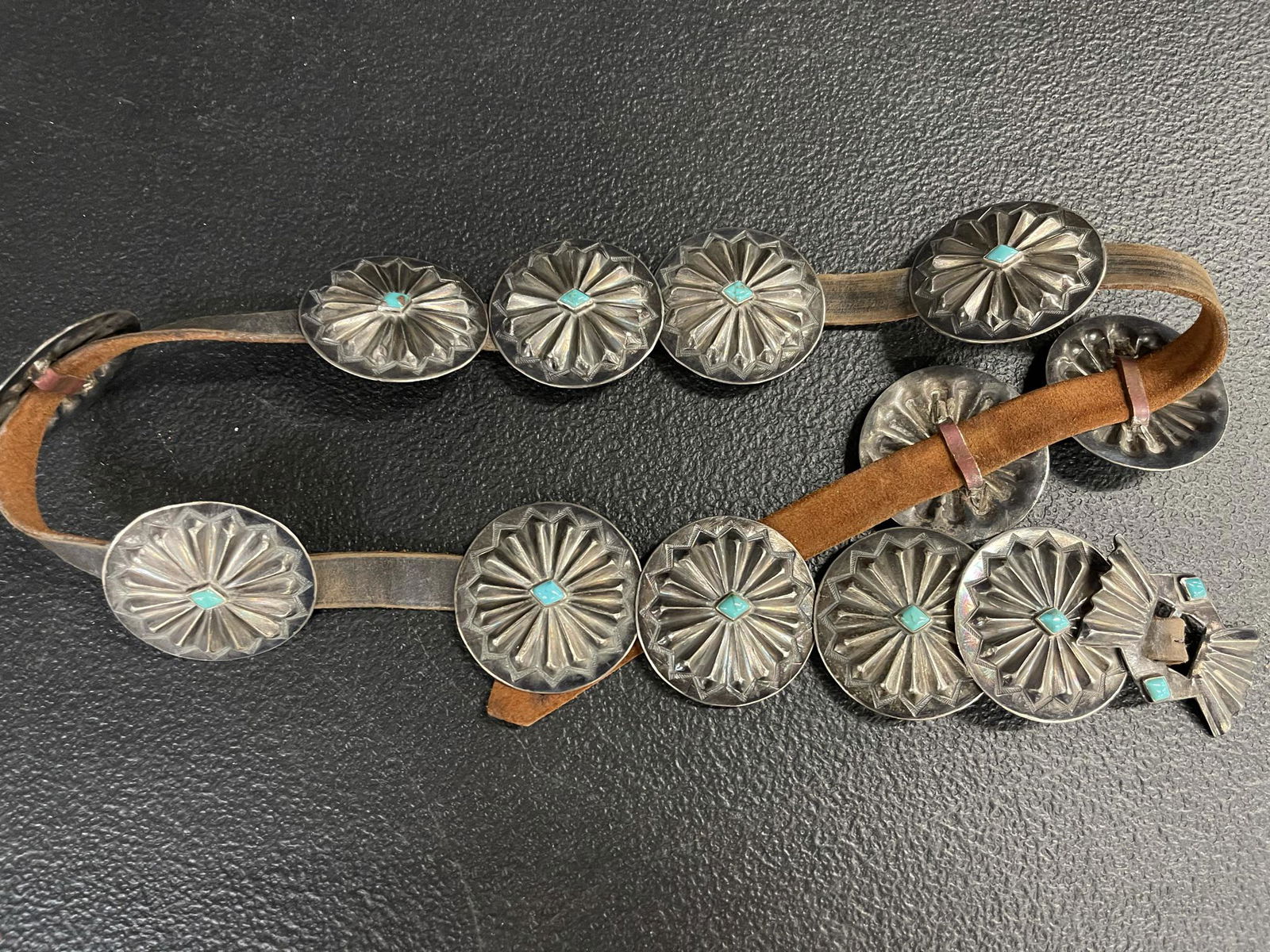 Native American Belt with Silver Medallions (1 of 6)