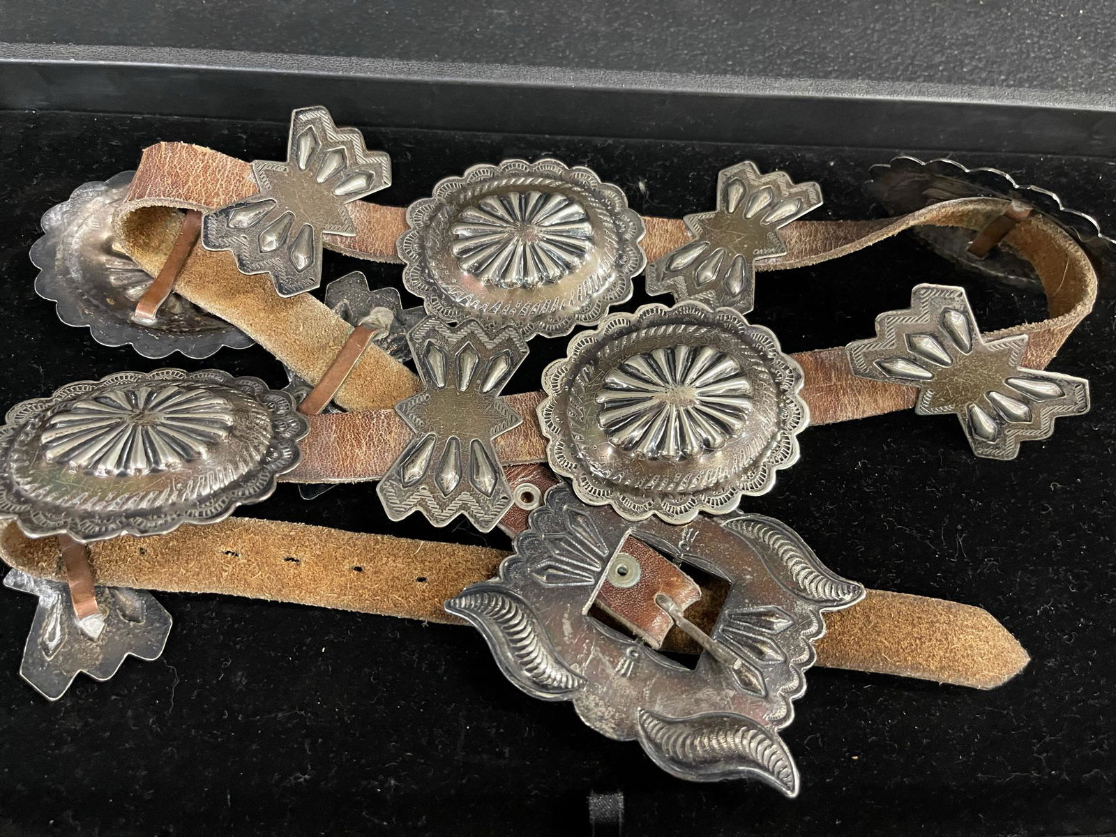 Native American Belt with Silver Medallions (1 of 3)