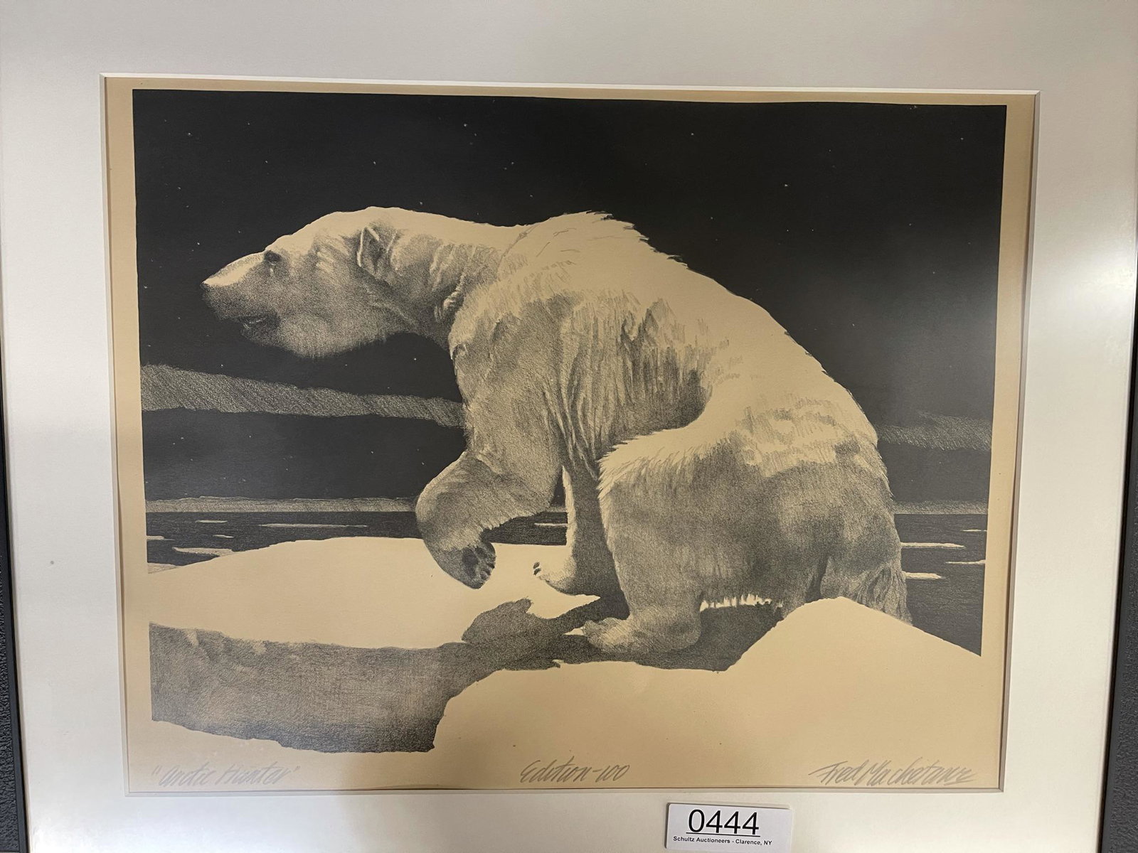 Print of Polar Bear "White Hunter": Print of Polar Bear "White Hunter" by Fred Machetanze - approx 23" x 19.5"