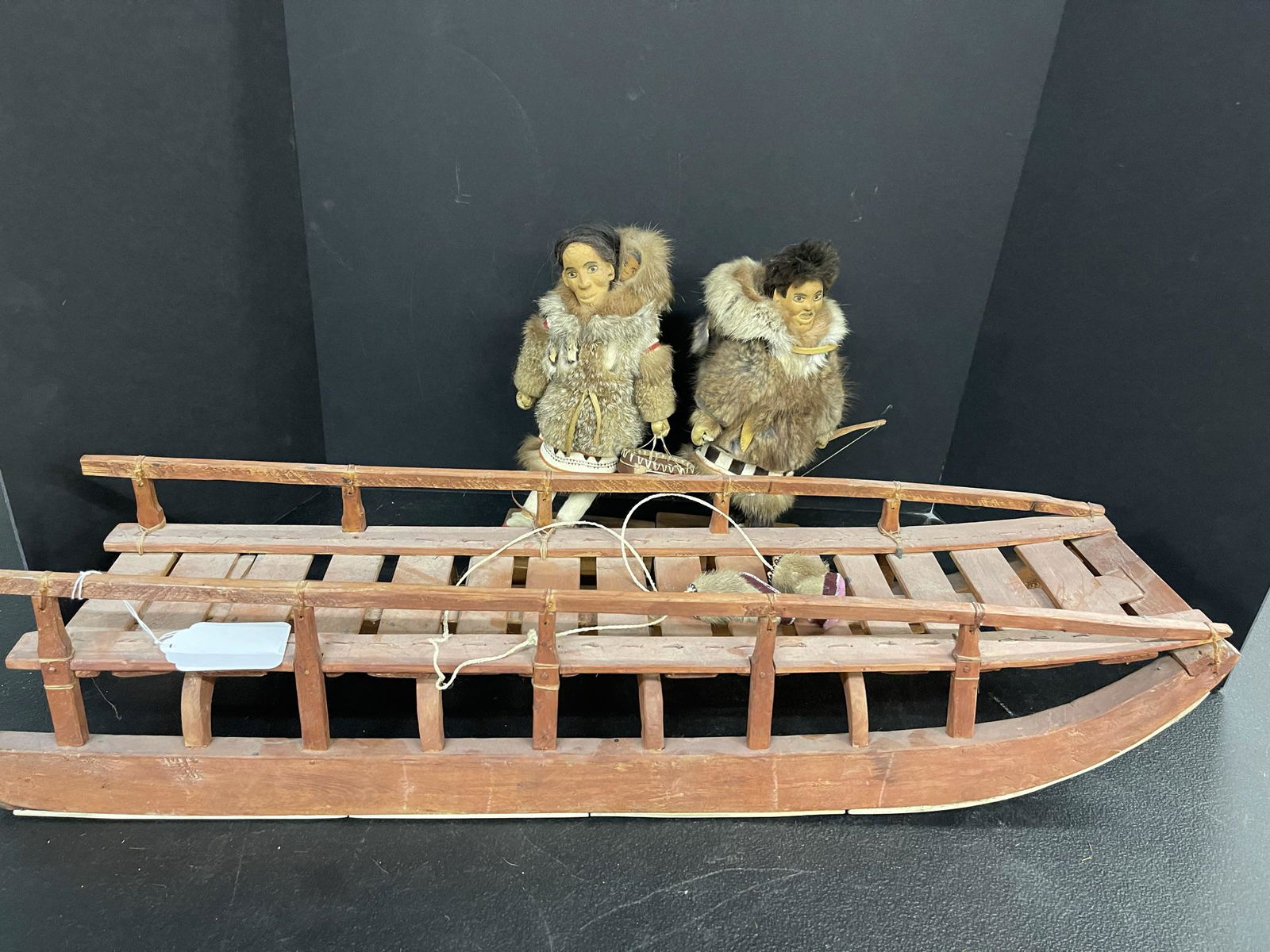 Two Alaskan Eskimo handmade dolls & Sled (1 of 4)