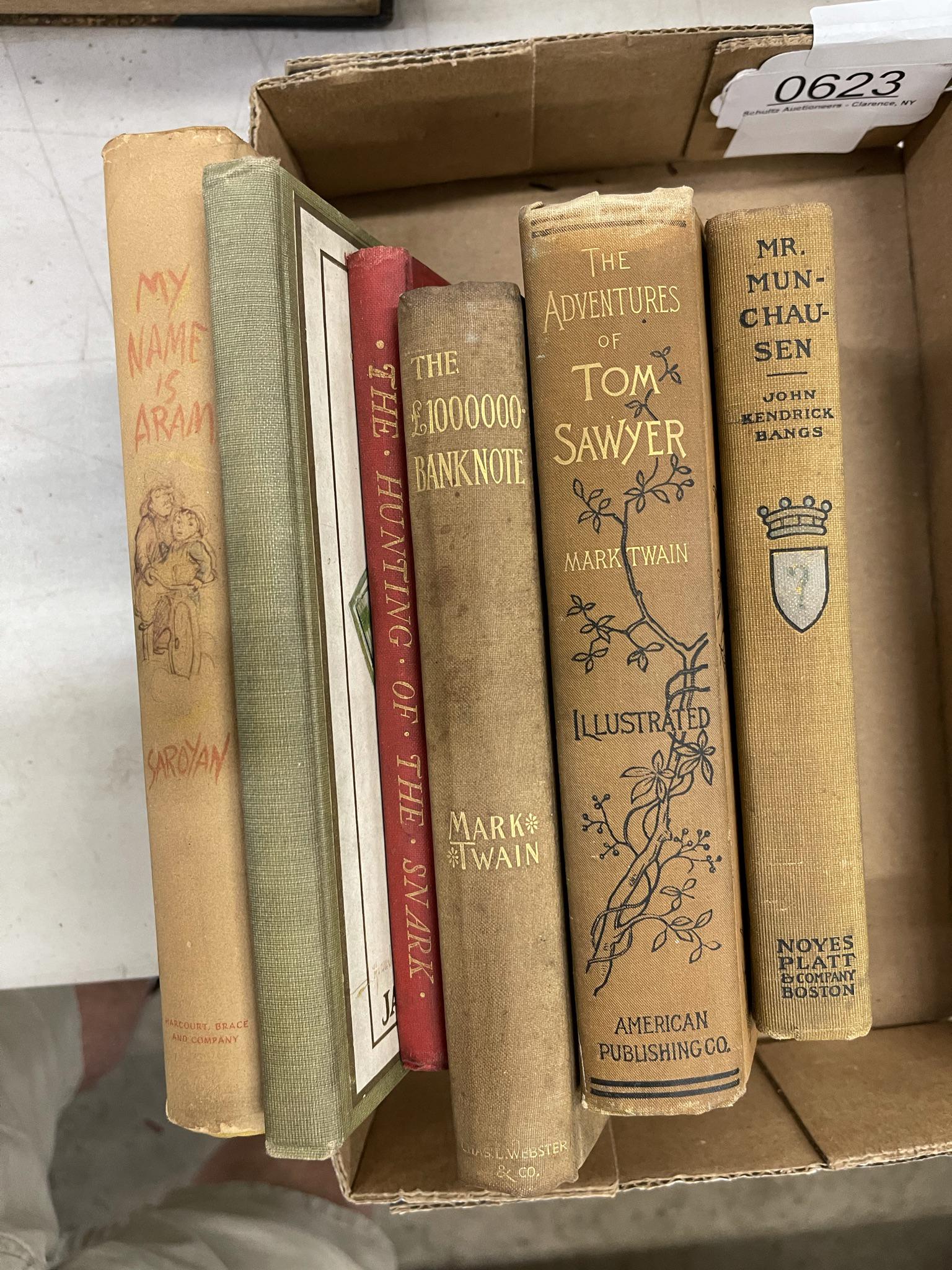 Group of Books incl. Mark Twain, Etc: Group of Books incl. The Million Dollar Pound Bank Note by Mark Twain, Adventures of Tom Sawyer 1892, Mr. Munchausen 1901, The Hunting of the Snark by Lewis Carroll 1899, Etc -