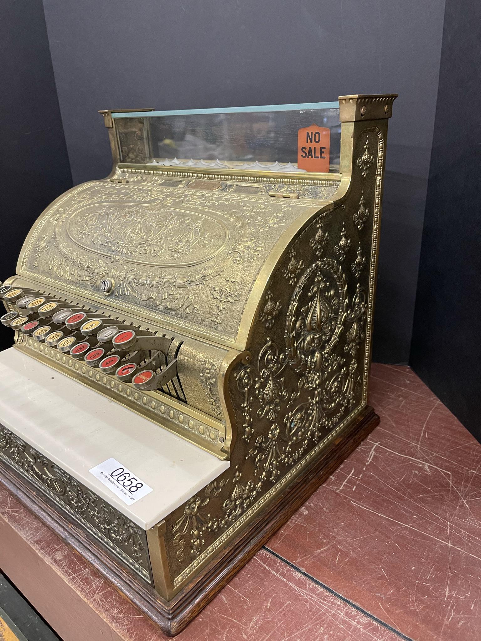National Brass Cash Register, Model #332: National Brass Cash Register, Model #332 - Approx 17 x 16.5 x 16