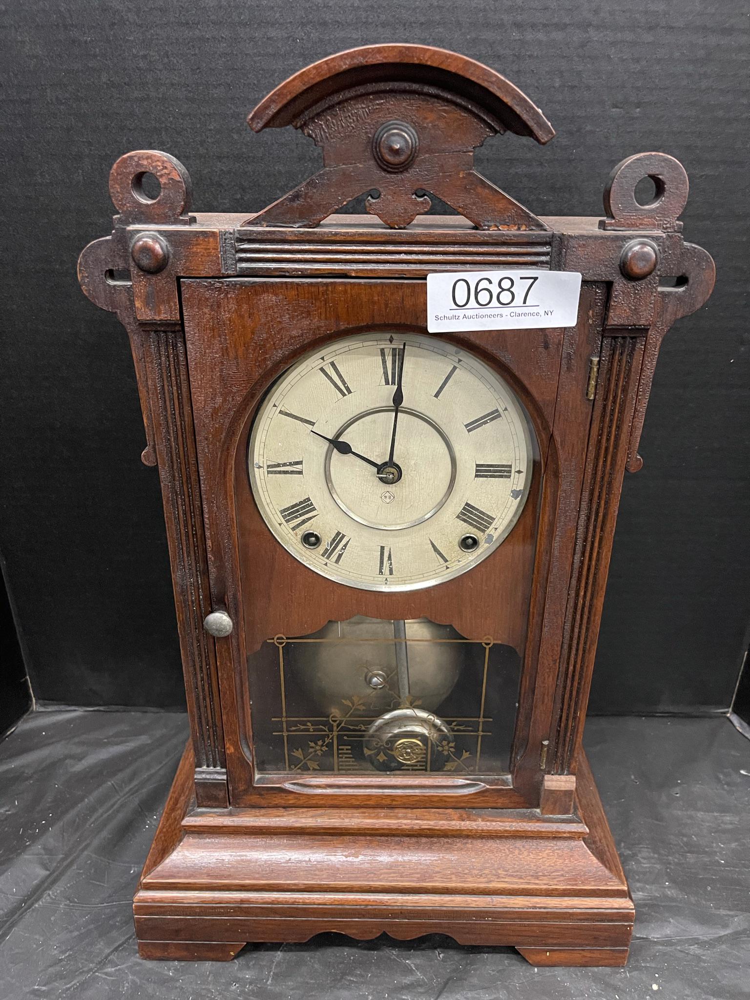 Seth Thomas Walnut Clock w/ Large Bell: Seth Thomas Walnut Clock with Very Large Bell -