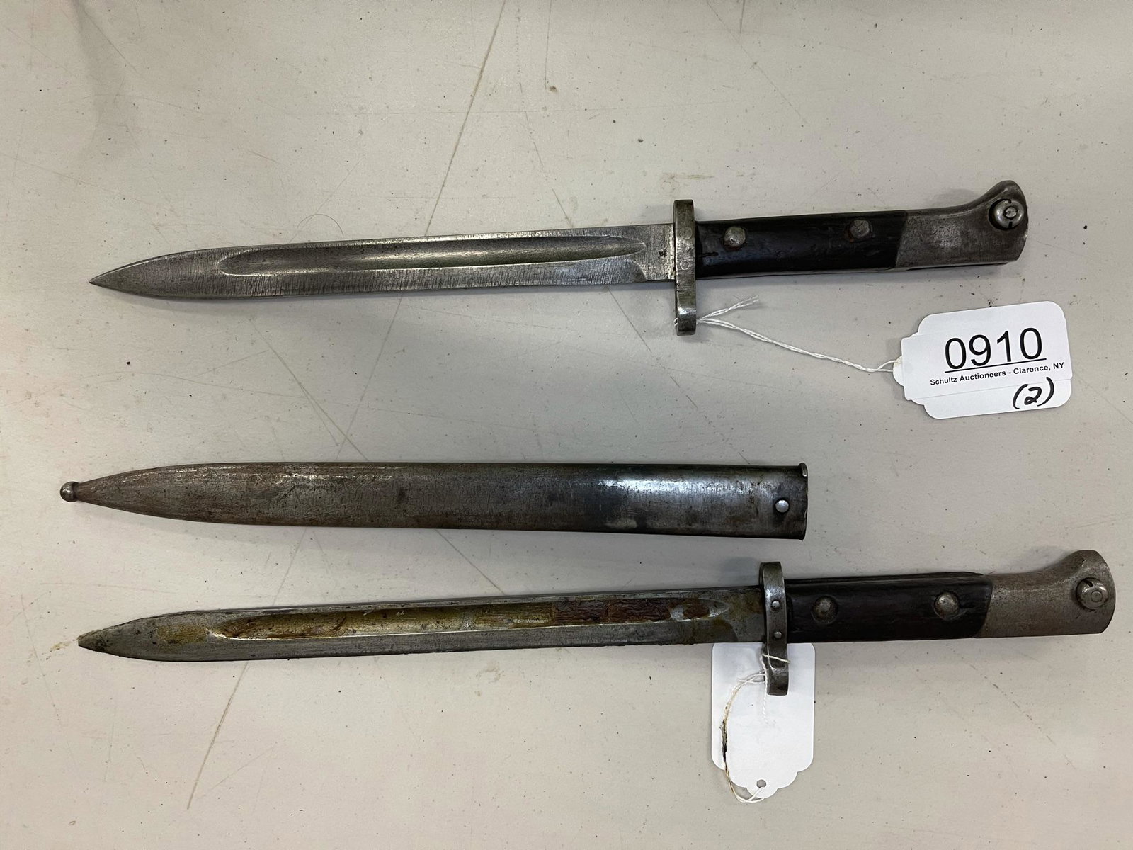 2 Bayonets incl 1 Marked CSZT: 2 Bayonets incl 1 Marked CSZT and 1 Marked CEWG, 1 with scabbard - Approx 17.5" and 17" long