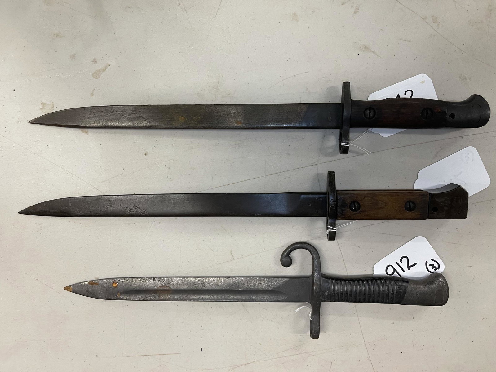 3 Bayonets incl. 2 British and 1 German: 3 Bayonets incl. 2 British and 1 German, Carl Grah - Larger approx 16.75" and Smaller is 14.75" long