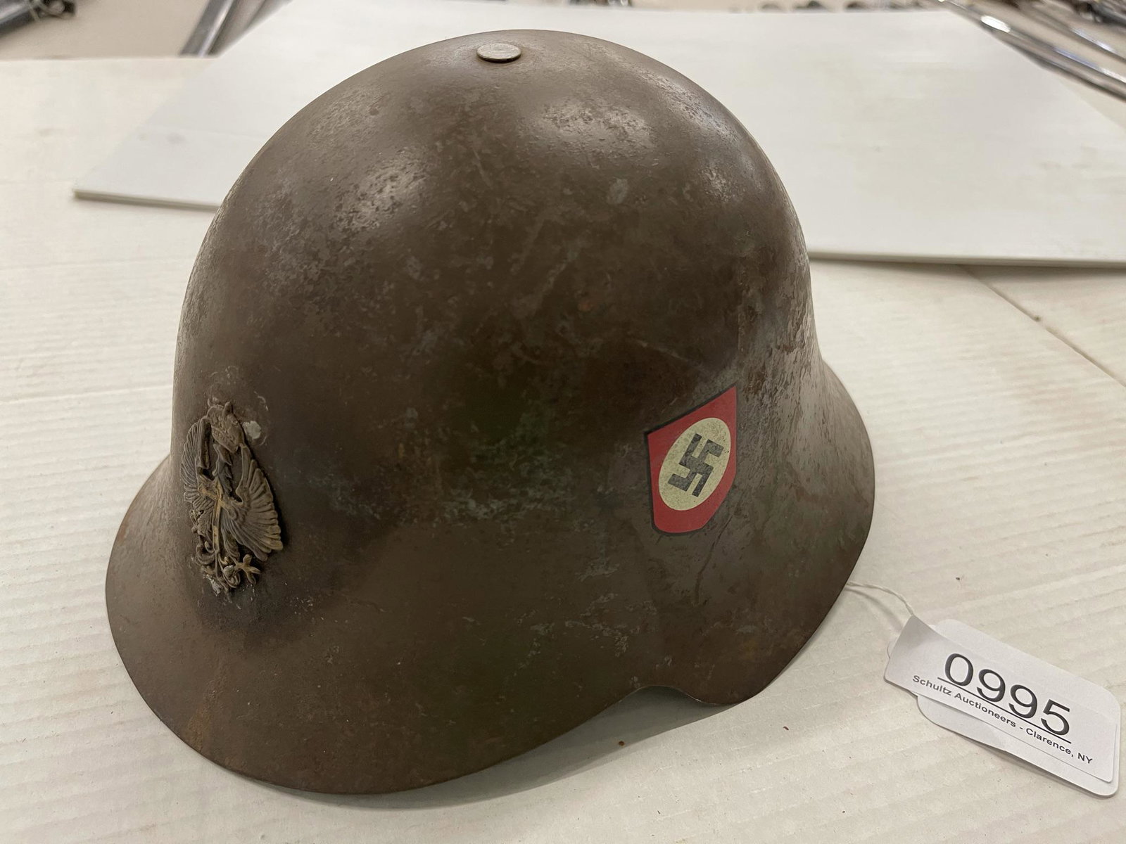 Military Helmet with Third Reich Decals: Military Helmet with Third Reich Decals -