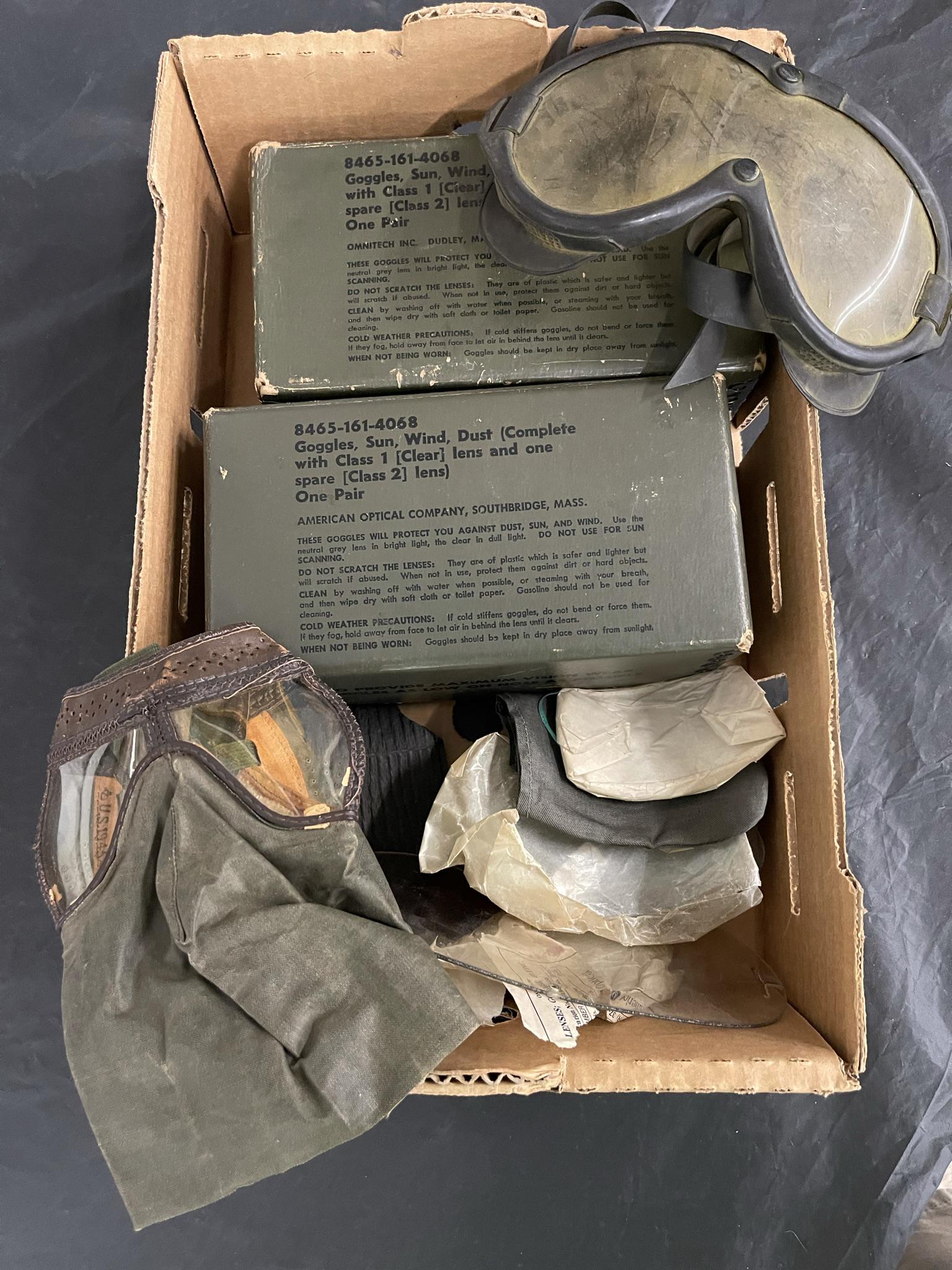 Group of Military Goggles & Extra Lenses: Group of Military Goggles & Extra Lenses -