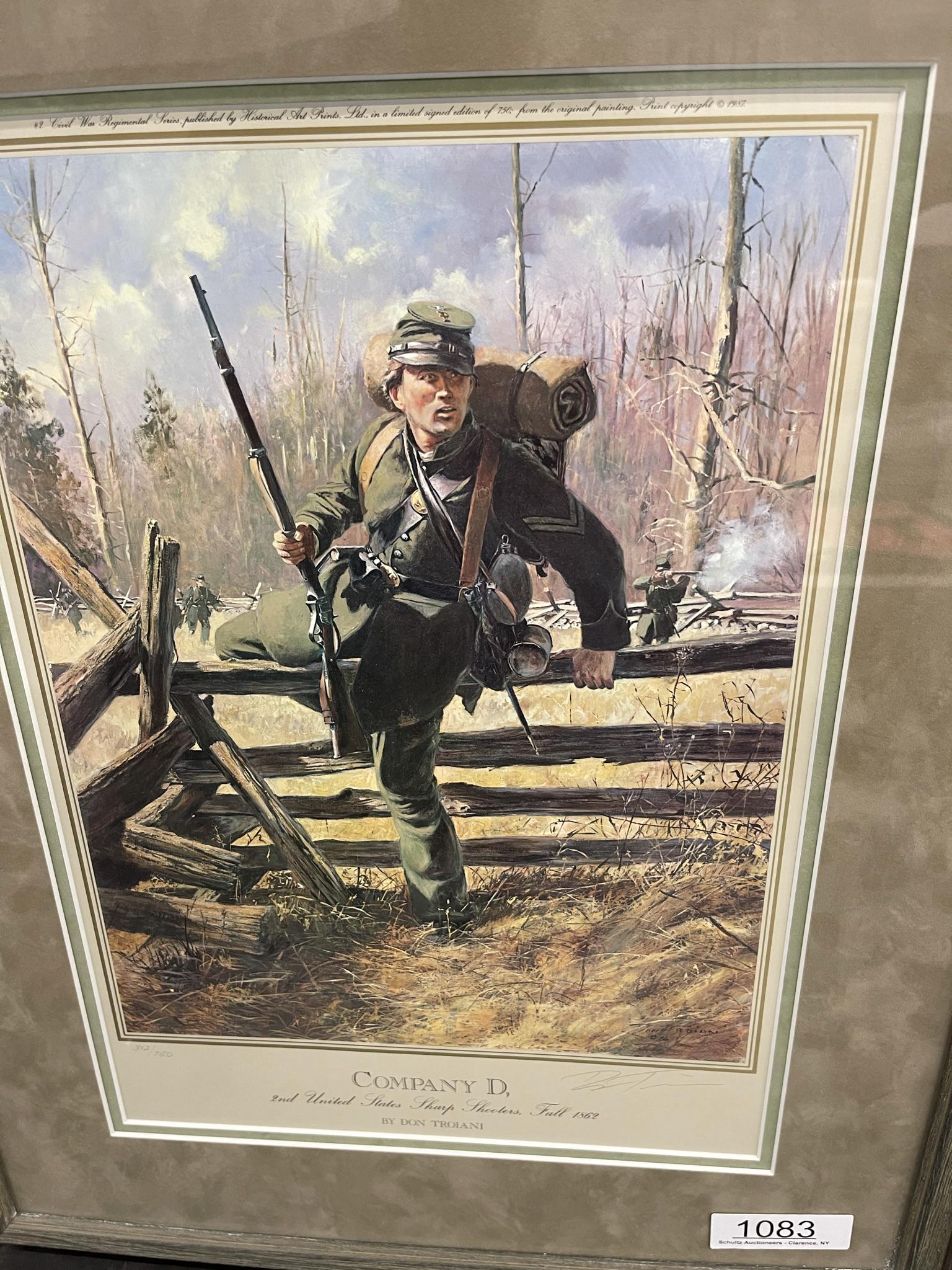 Don Troiani Limited Edition Print: Framed Company D Limited Edition Print by Don Troiani 312/750 Signed - approx 25.5" x 20.5"