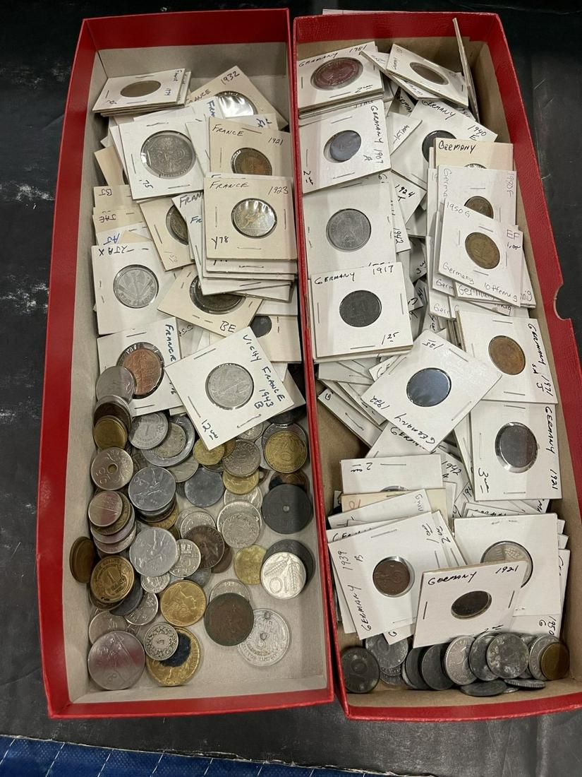 2 Boxes of Mostly French and German Coins (1 of 4)