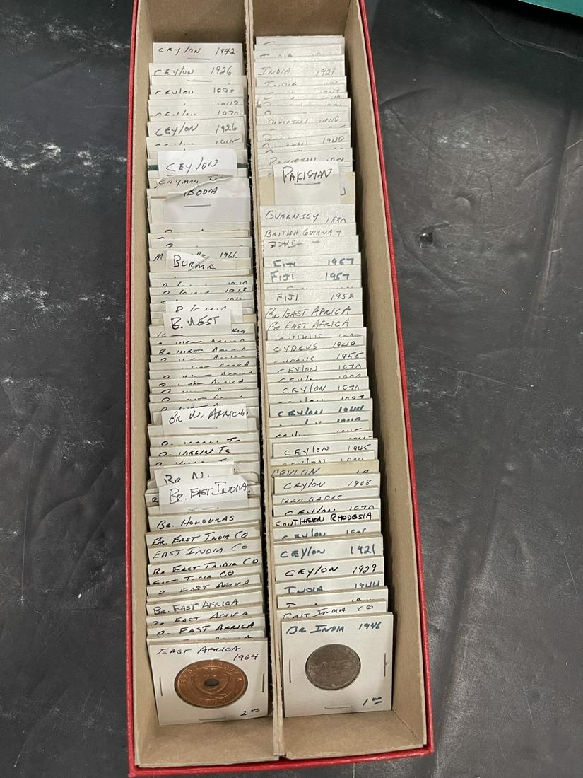 Mixed Coins from India, Ceylon, Pakistan, Etc.: Box Lot of Mixed Coins from India, Ceylon, Pakistan, Etc. -