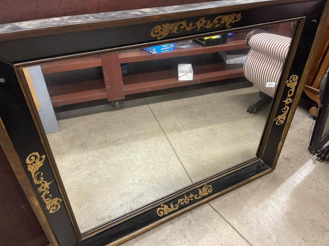 Early Wood Framed Mirror with Leaf Scroll Décor (1 of 2)