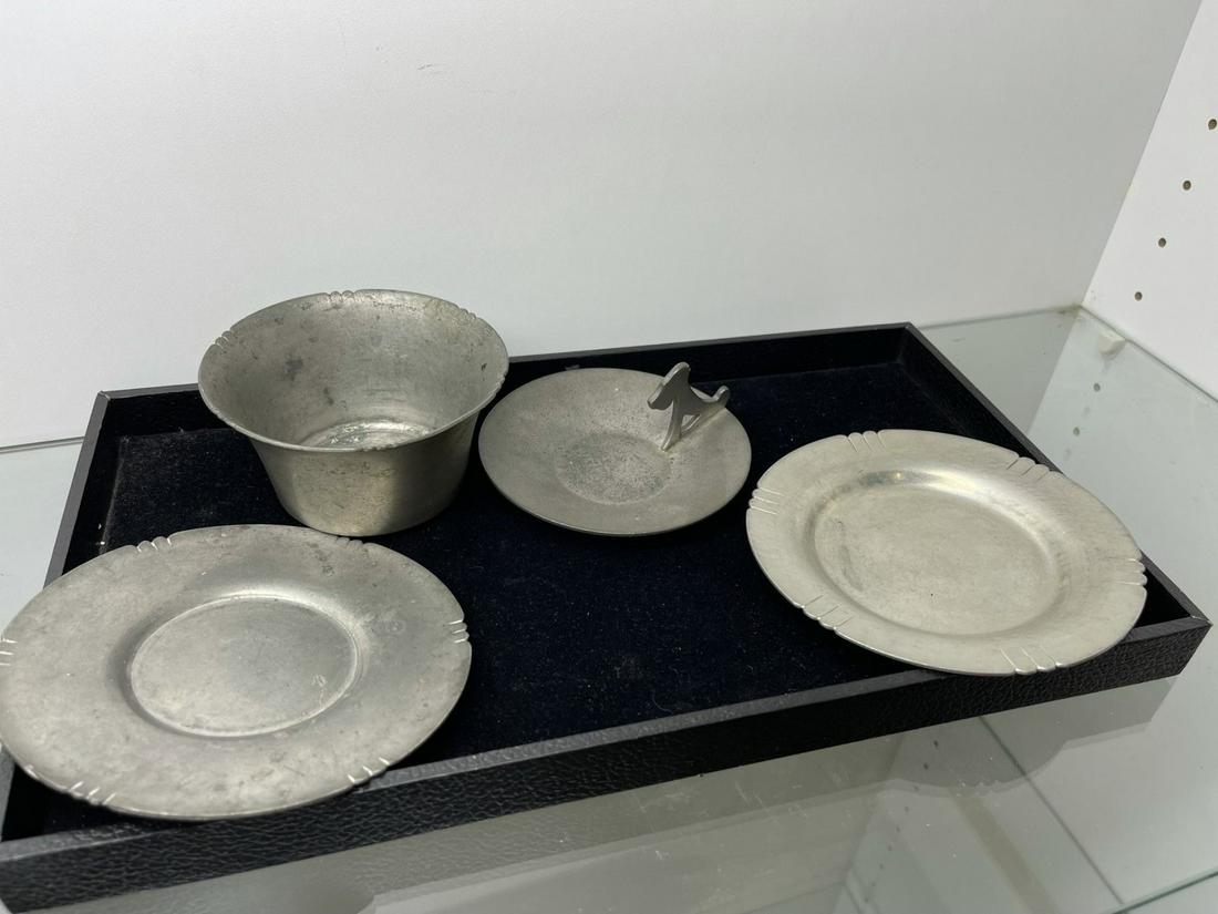 4 pcs Signed Karp Kipp Hand Wrought Pewter (1 of 2)
