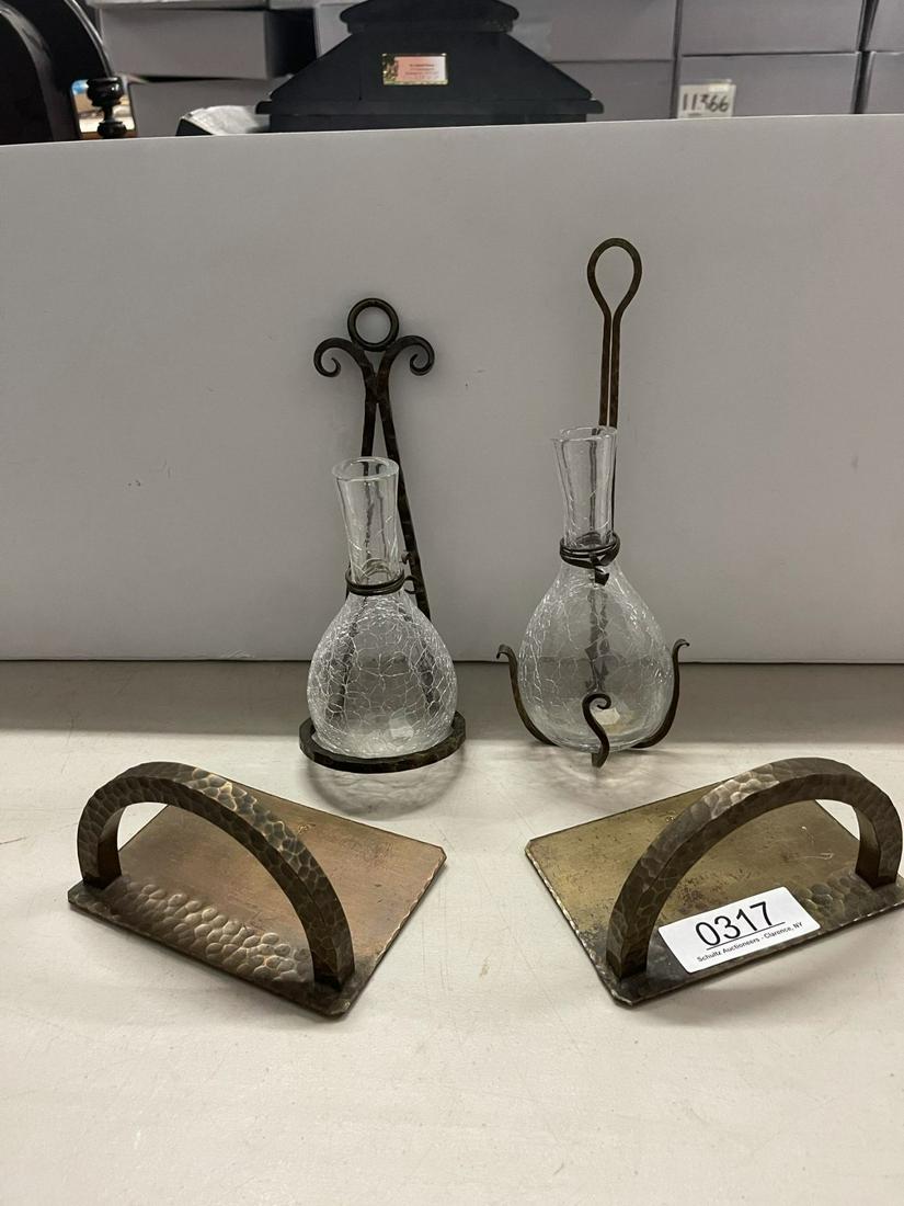 Roycroft Bookends & Hanging Bud Vase Holder (1 of 3)