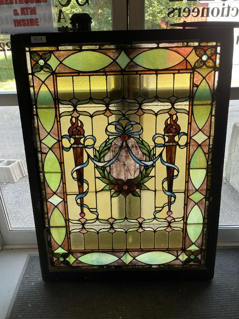 Large Stained Glass Window w/Jewels (1 of 2)