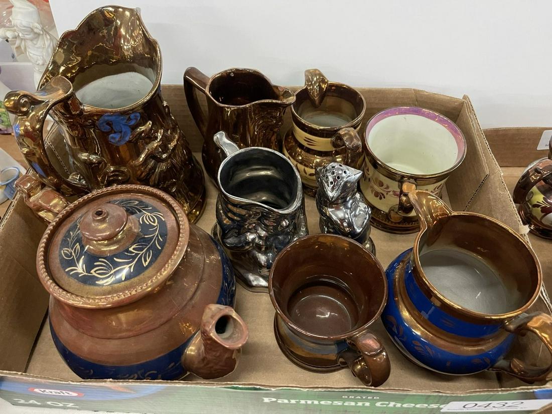 Lot of Misc Copper Luster inc. Tea Pot (1 of 4)