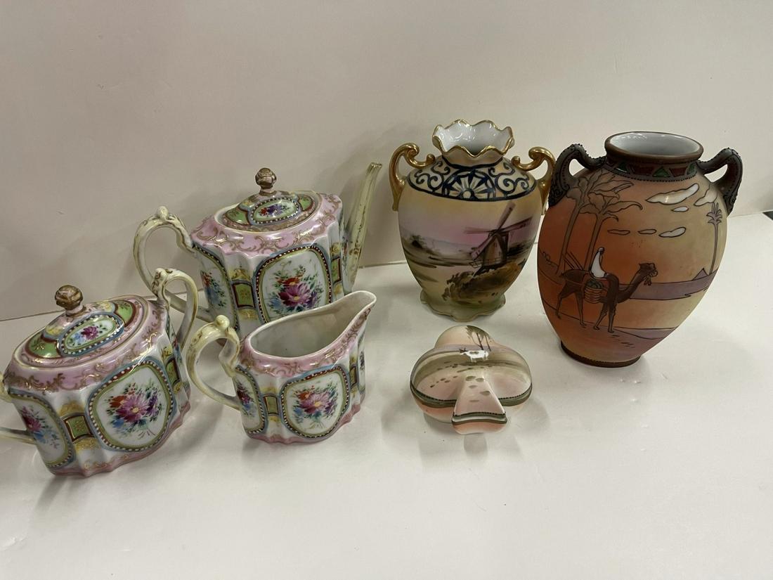 Nippon Vases, Box w/Tea Pot, Sugar & Creamer (1 of 3)