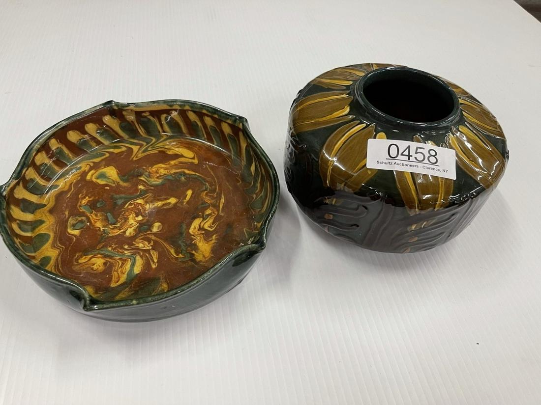 2 PC "Faience" English High Glass Pottery (1 of 7)