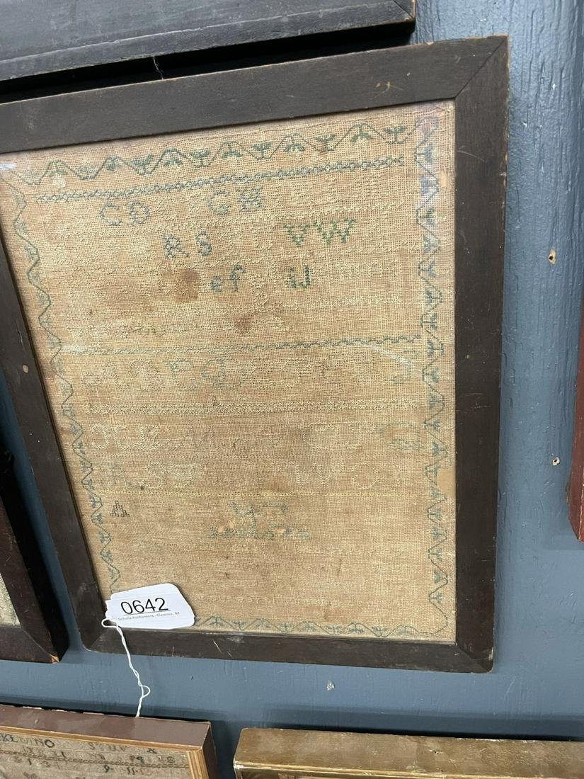 Early Sampler w/ Flower Border: Early Sampler w/ Flower Border - approx 12.5" x 15.5"