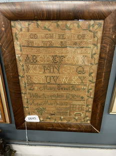 Sampler Dated 1832: Sampler Dated 1832 "Mary Evans Her Work in 14 Year of Her Age" - Approx 16.5" x 21.5"