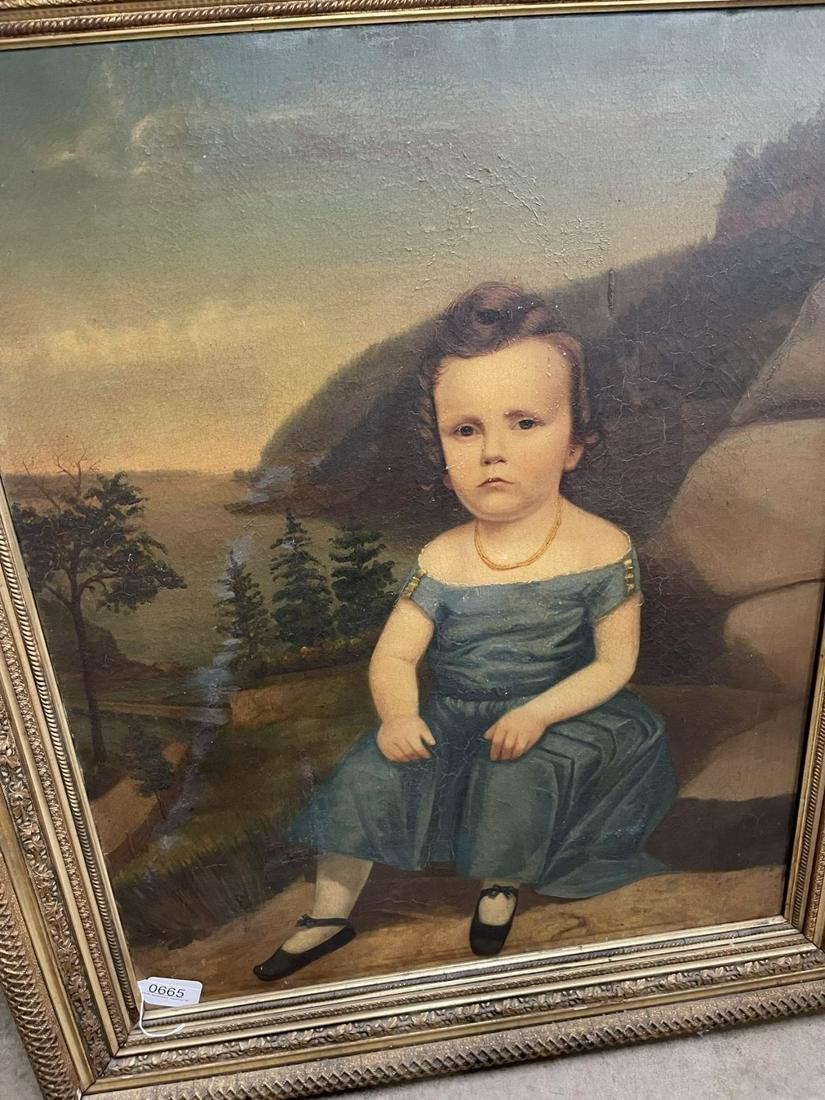 Early Oil on Canvas Painting of Child (1 of 3)