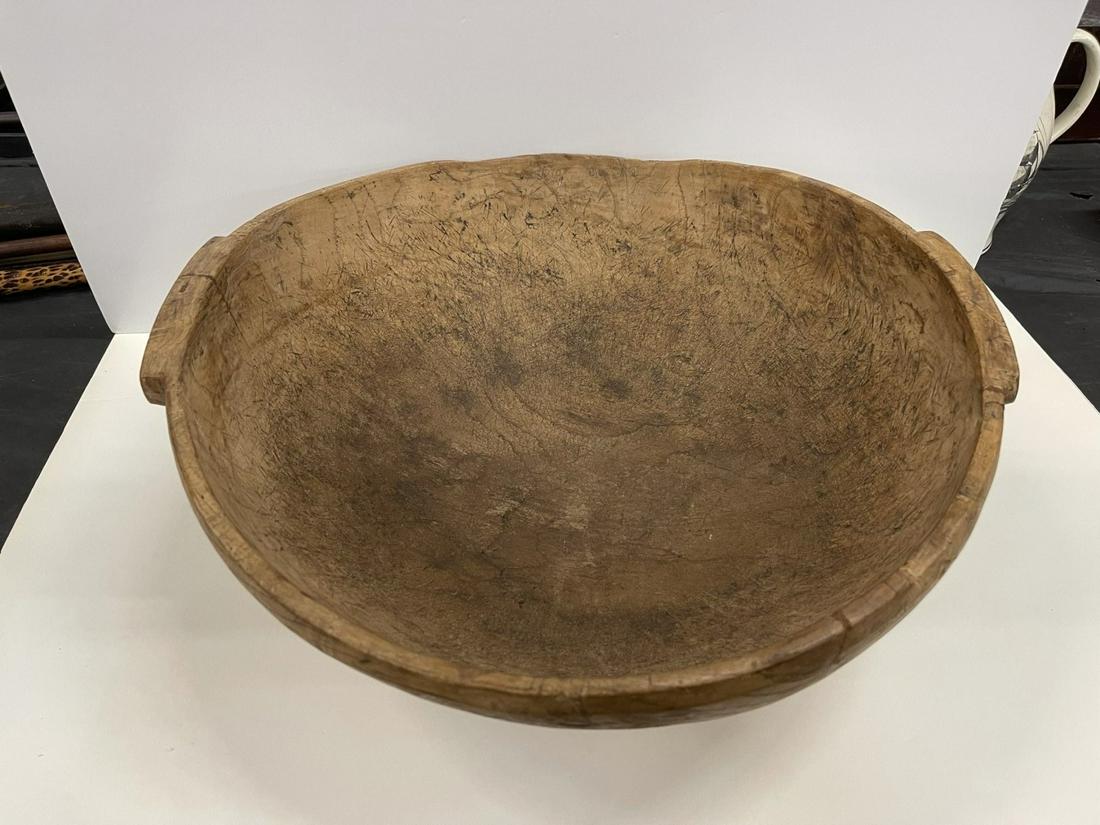Early Large Burl Bowl with Handles (1 of 4)