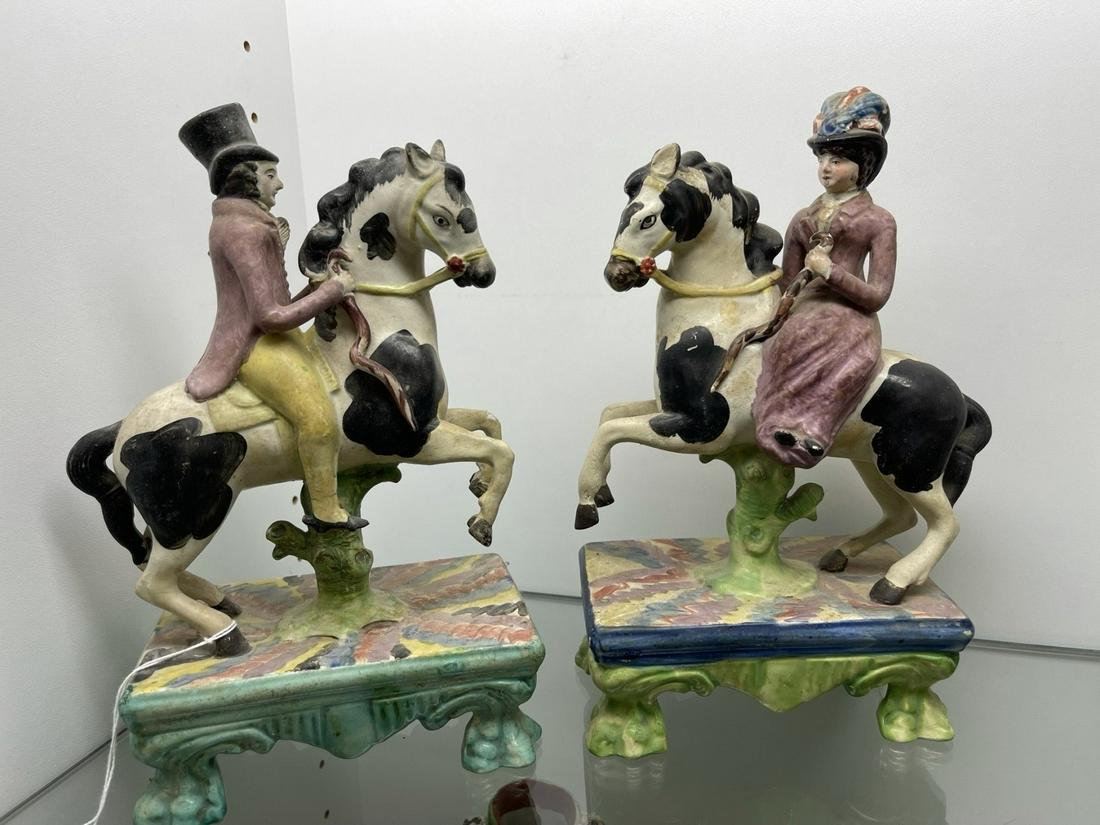 Pair of Figurines, Man, Woman, On Horseback (1 of 7)