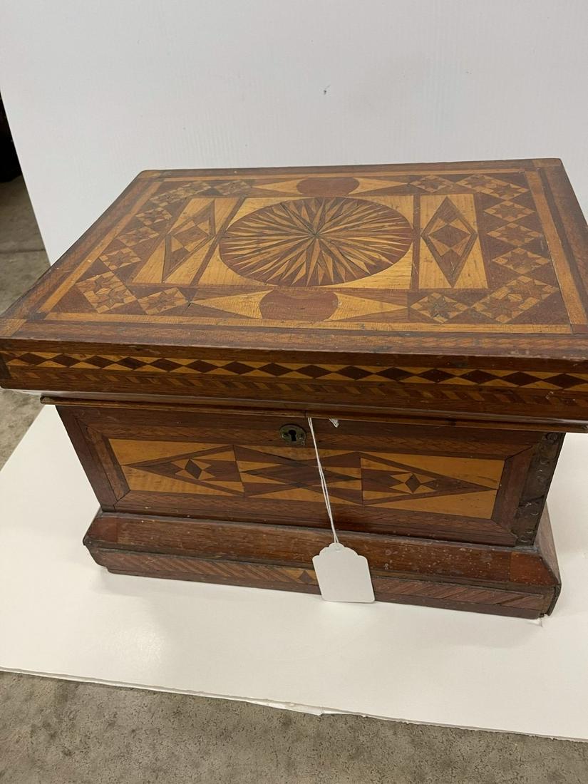 Folk Art Chest w/ Marquetry Inlay Throughout (1 of 6)