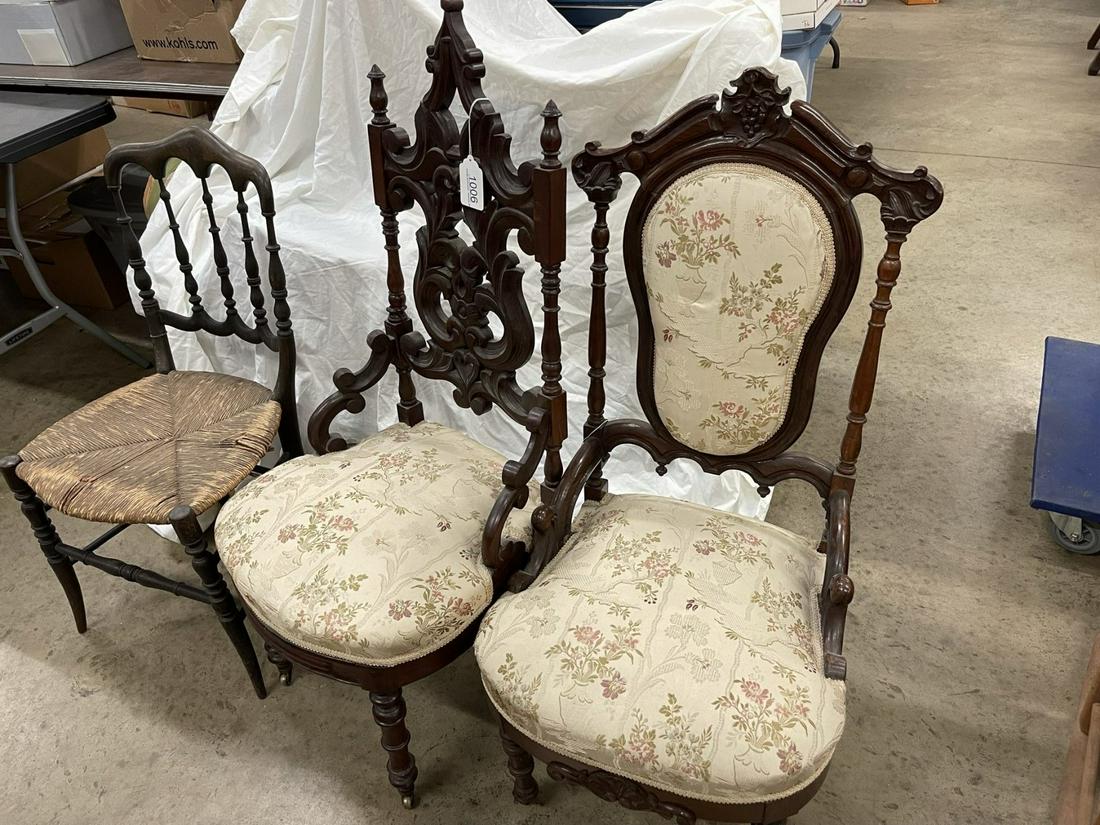 3 Victorian Side Chairs incl. 1 w/ Gothic Design (1 of 3)