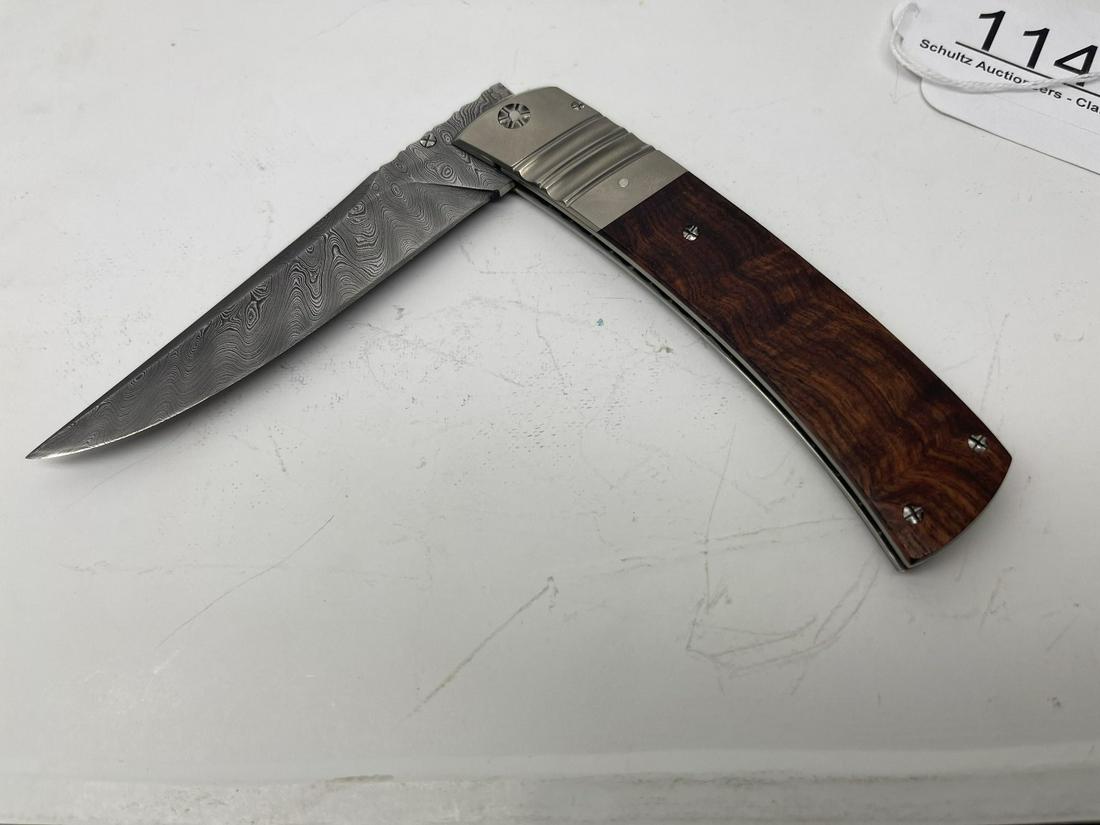 Custom Engraved Folding Knife w/ Damascus Blade (1 of 5)