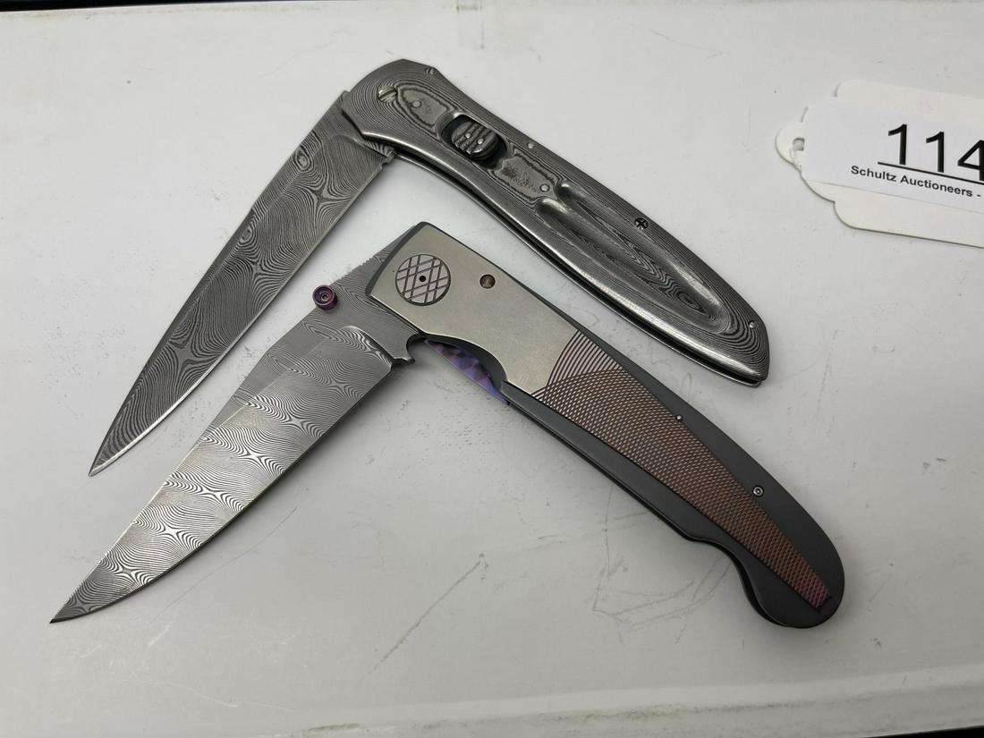 2 Custom Folding Knives w/ Damascus Blades (1 of 3)