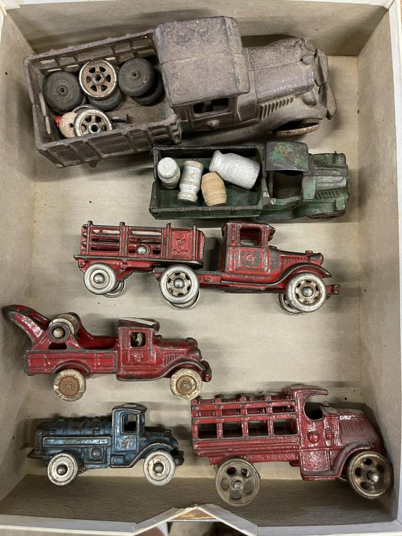6 Antique Cast Iron Toy Delivery Trucks (1 of 2)