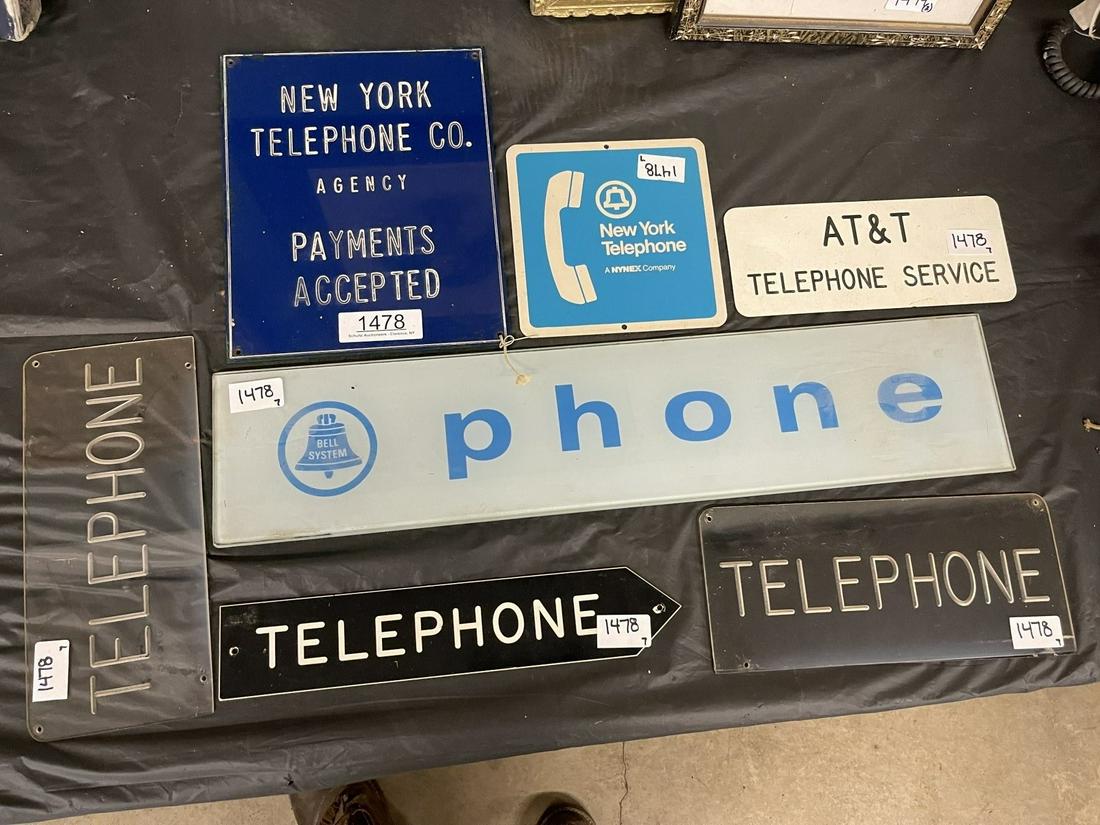 Group of Plastic & Glass Telephone Signs (1 of 1)