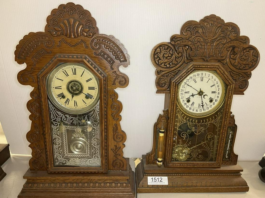 2 Oak Gingerbread Clocks incl Calendar Clock (1 of 3)