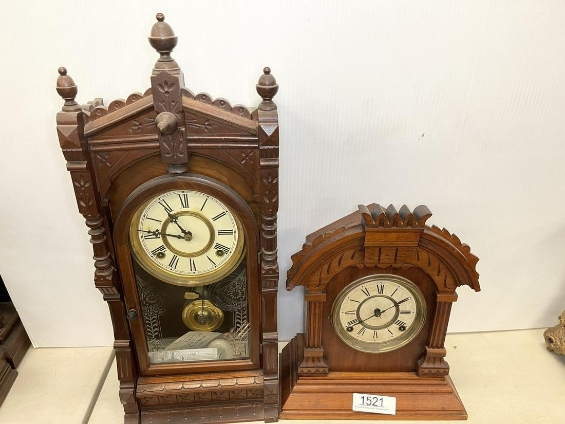 2 Walnut Victorian Shelf Clocks incl. Ansonia (1 of 5)
