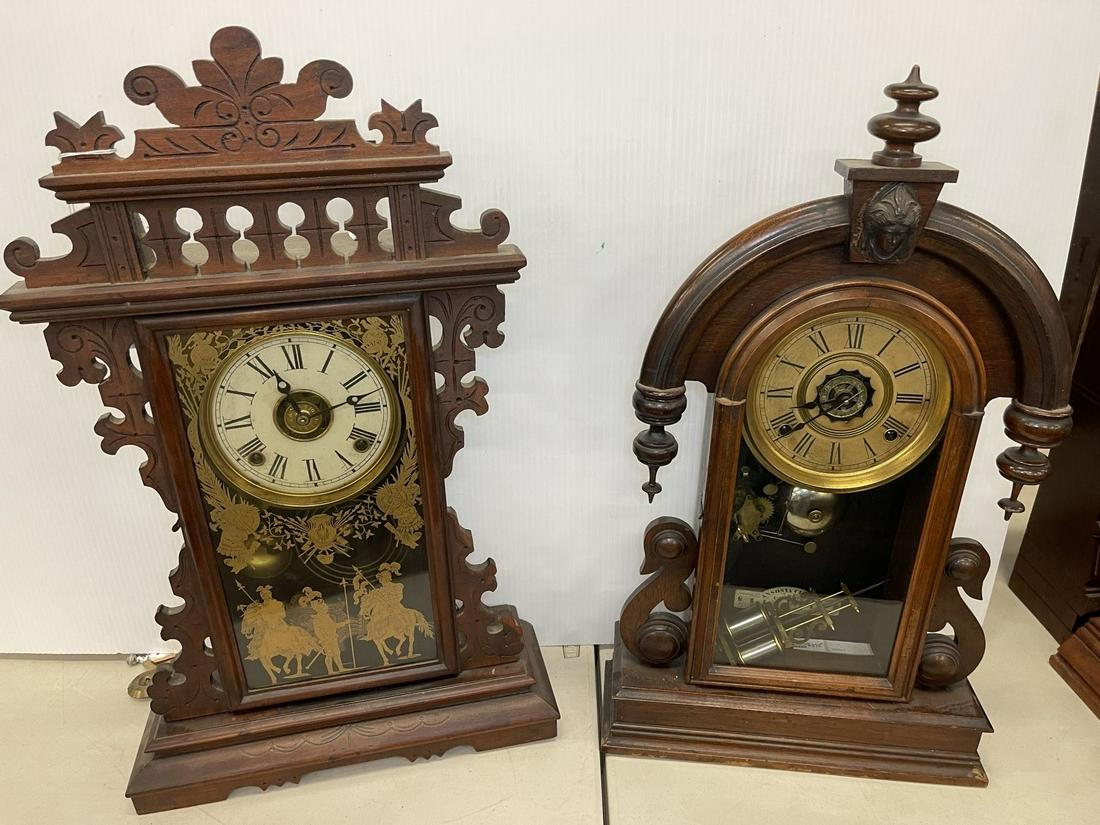 2 Walnut Victorian Shelf Clocks incl. Ansonia (1 of 5)