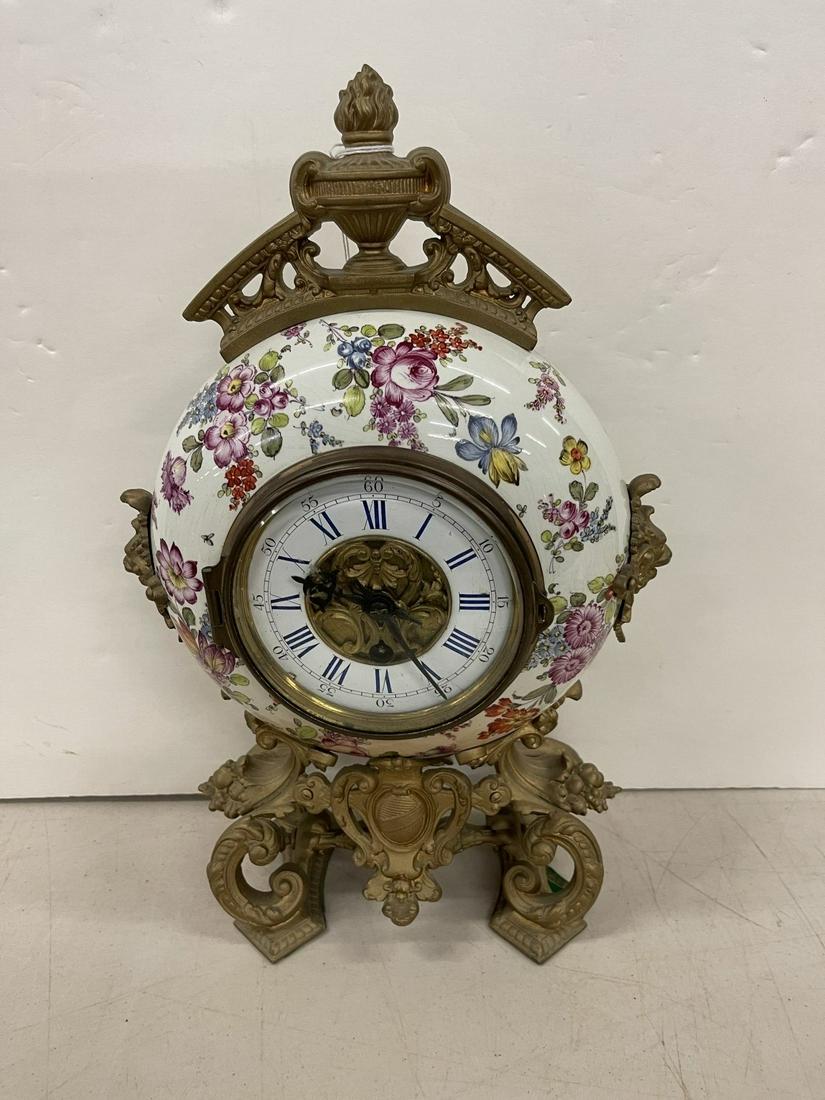 China Clock w/ Metal Mounts & Lions (1 of 3)