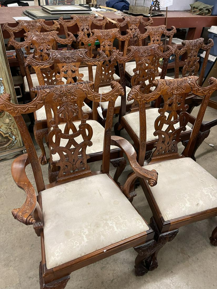 Set of 11 Highly Carved Mahogany Chippendale Style (1 of 6)
