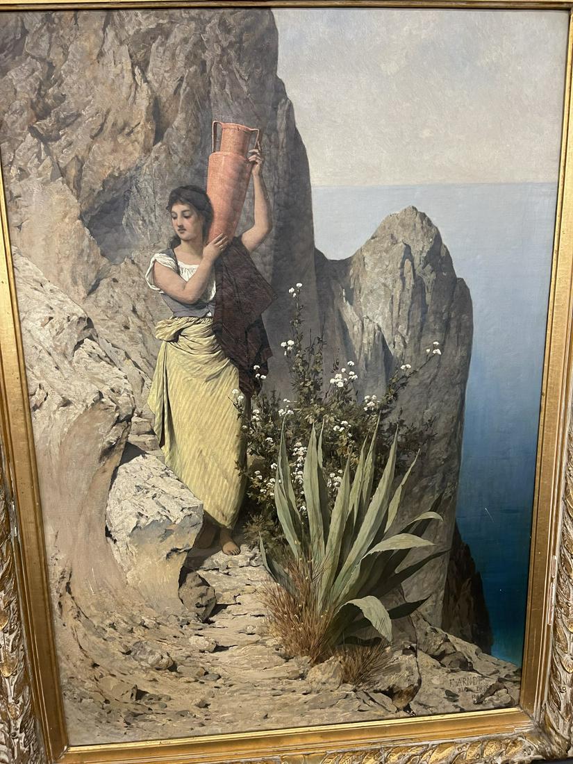 Oil on Canvas Painting of Woman by F. Arndt, Dresden (1 of 5)