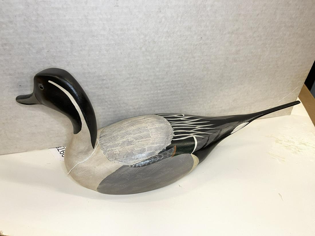 L.T. Ward Hand Carved Decoy: L.T. Ward Hand Carved Decoy, Paint by Chas. Moore 1980 - Approx. 8" x 20.5" x 7"