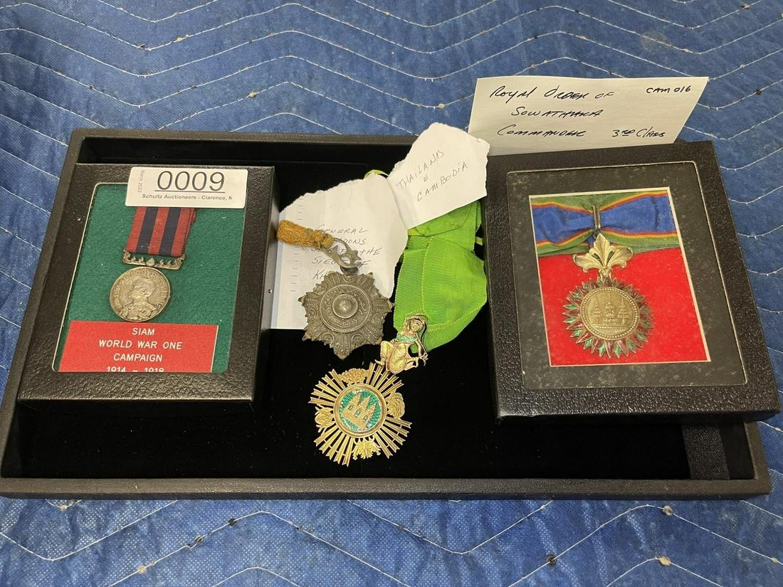 Group of Military Medals: Group of Military Medals incl. Siam WWI Campaign 1914-1918, General Gordon's Star for the Siege of Khartoum, Thailand L Cambodia -