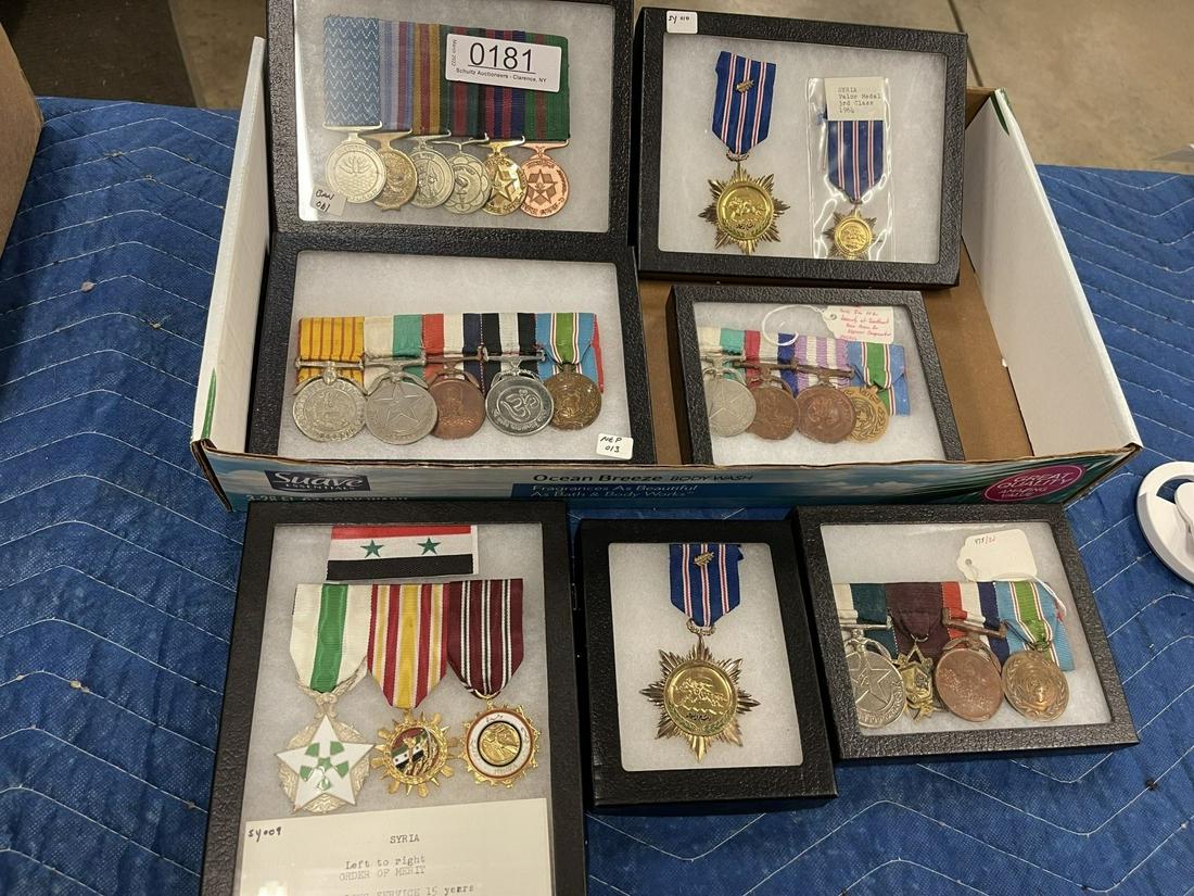 Group of Military Medals & Pins: Mixed lot of Military Medals & Pins incl. Syria, Nepal incl. Syrian Medal 3rd Class, Overseas Long Service Medals, etc. -