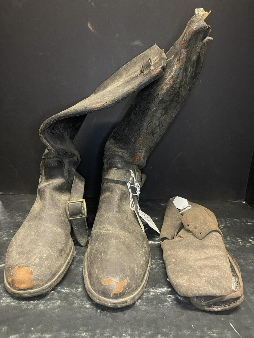 Civil War Brogan Shoe (Gettysburg) & Pair Boots: Civil War Brogan Shoe Found in Gettysburg and Pair of Early Cavalry Boots -