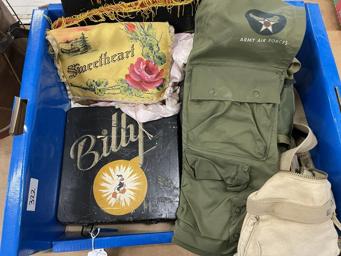 Army Airforce Vest, Leather Gaiters, Flag & More: Army Airforce Type C-1 Vest, Leather Gaiters, Japanese Flag, Military First Aid Kit w/ Donald Duck Decoration, etc -