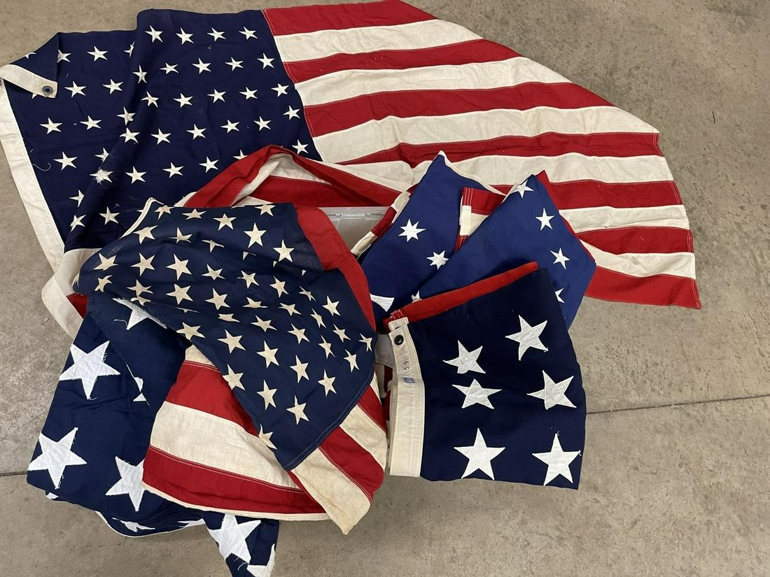 Group of 11 American Flags, Various Sizes: Group of 11 American Flags, Various Sizes, 50 Star Flags -