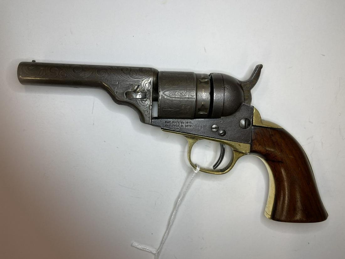Colt 1871-1872 Open Top Revolver #2199: Colt 1871-1872 Open Top Revolver 38 Serial #2199, Engraved Barrel & Cylinder -