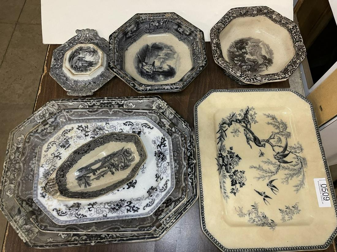 Group of Early Ironstone: Group of Early Ironstone incl. Platters and Serving Bowls -