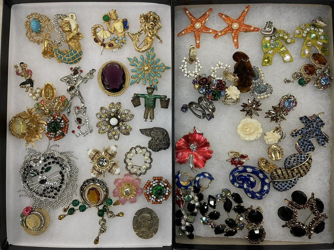 Group of Costume Jewelry incl. Earrings, Pins (1 of 7)