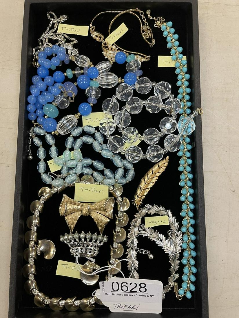 Group of Costume Jewelry Mostly by Trifari: Costume Jewelry Mostly Necklaces, Pins, etc. Mostly by Trifari -