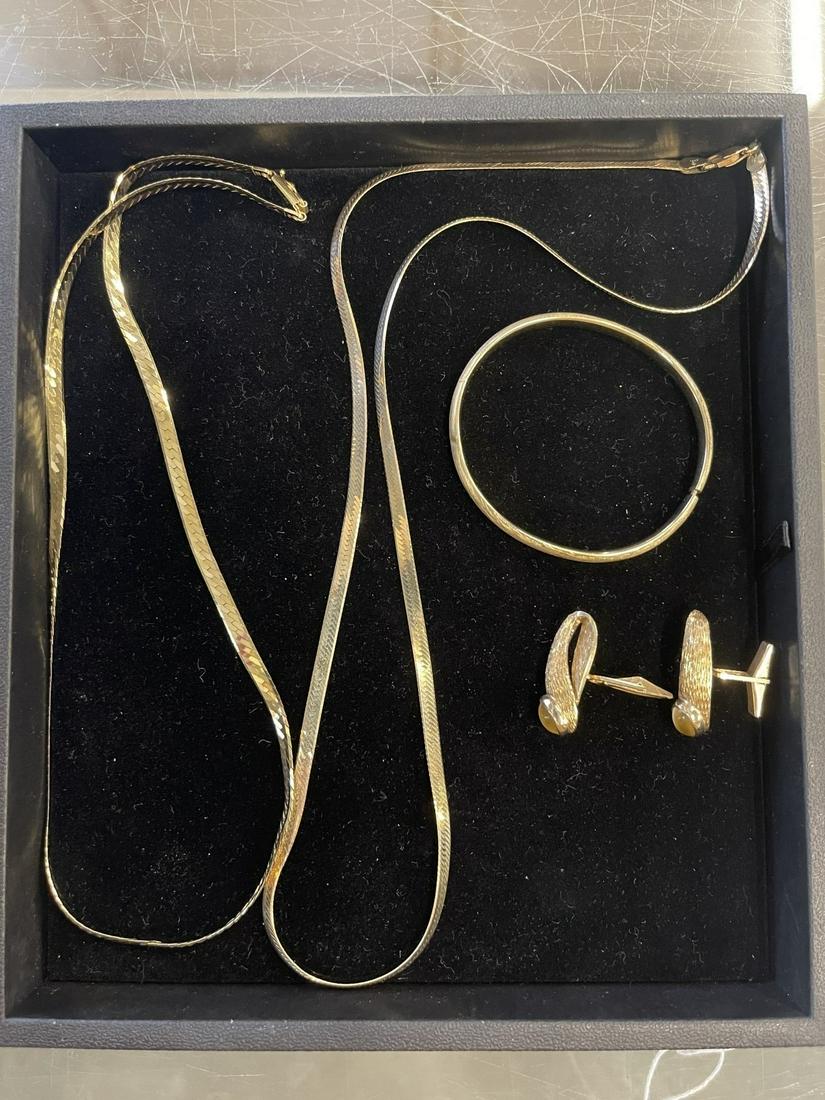 2 14k Gold Necklaces, 14k Bracelet & Cuff Links (1 of 8)