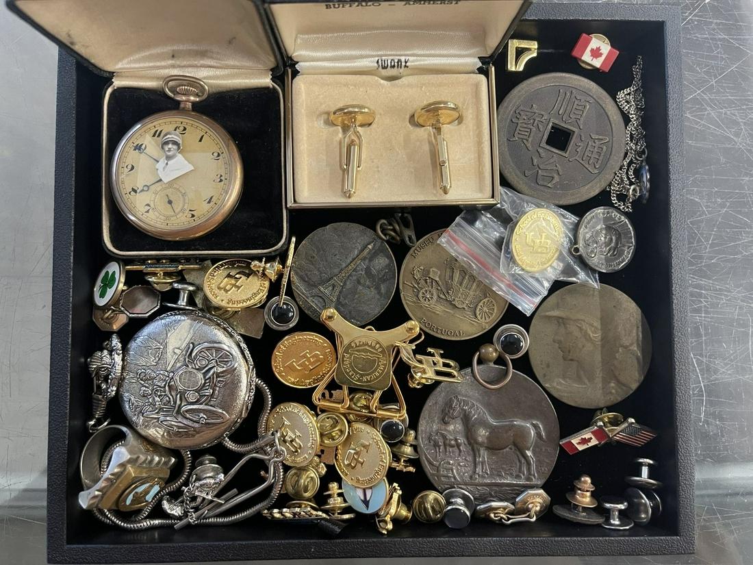 Group of Pocket Watches, Military Medallions, etc (1 of 8)